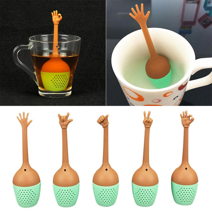 Gesture Hand Signal Shaped Silicone Butterfly Shaped Tea Infuser Strainer Tea Filter Tea Ball Kitchen Tools