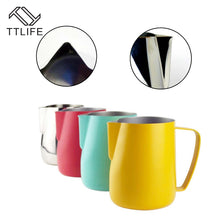 Load image into Gallery viewer, TTLIFE Milk Jug 0.3-0.6L Stainless Steel Frothing Pitcher Pull Flower Cup Coffee Milk Frother Latte Art Milk Foam Tool Coffeware