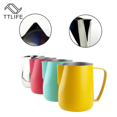 TTLIFE Milk Jug 0.3-0.6L Stainless Steel Frothing Pitcher Pull Flower Cup Coffee Milk Frother Latte Art Milk Foam Tool Coffeware