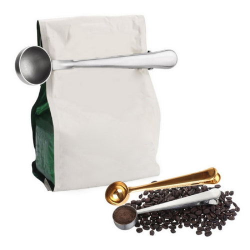Coffee Scoop With Clip Stainless Steel Tea Coffee Measuring Cup Coffee Scoop Spoon Multifunction Kitchen Supplies