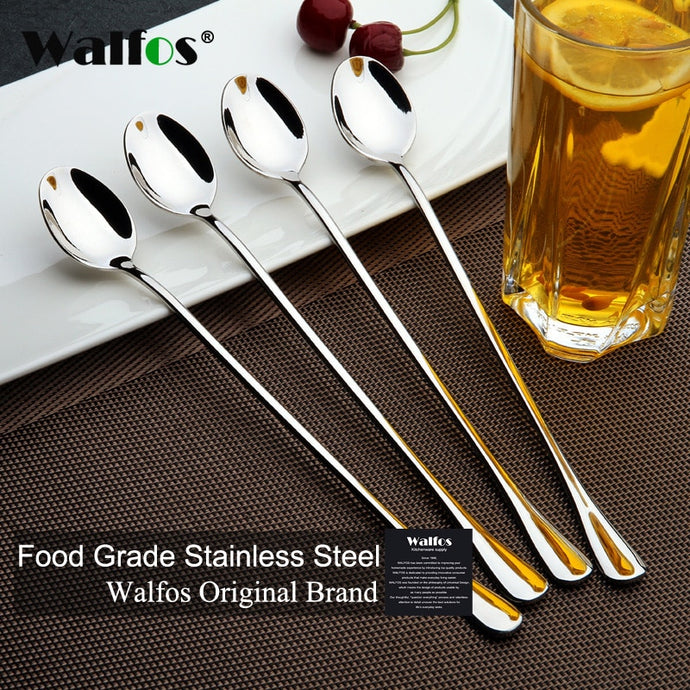 WALFOS Long Handled Stainless Steel Coffee Spoon Ice Cream Dessert Tea Spoon For Picnic Kitchen Accessories
