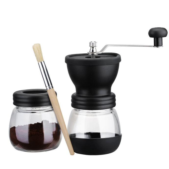 HOT Manual Coffee Grinder with Storage Jar Soft brush  Conical Ceramic Burr Quiet and Portable