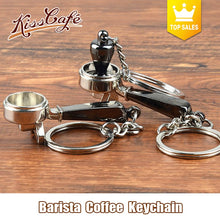 Load image into Gallery viewer, Creative Barista Coffee Tamper Keychain Coffee Machine Handle Moka Pitcher Keyring Portable Coffeeware Espresso Accessories Gift