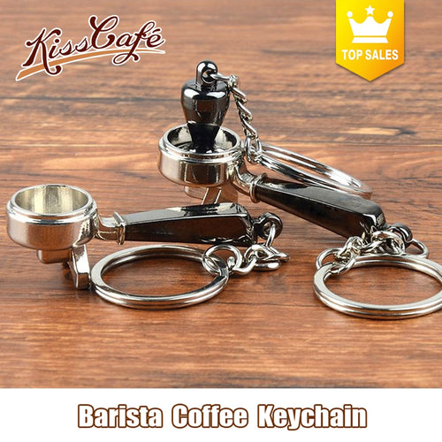 Creative Barista Coffee Tamper Keychain Coffee Machine Handle Moka Pitcher Keyring Portable Coffeeware Espresso Accessories Gift