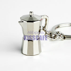 Creative Barista Coffee Tamper Keychain Coffee Machine Handle Moka Pitcher Keyring Portable Coffeeware Espresso Accessories Gift