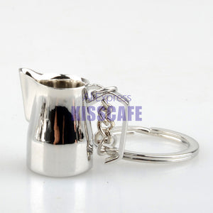 Creative Barista Coffee Tamper Keychain Coffee Machine Handle Moka Pitcher Keyring Portable Coffeeware Espresso Accessories Gift