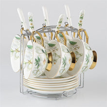 Load image into Gallery viewer, Europe Camellia Bone China Coffee Set British Porcelain Tea Set Ceramic Pot Creamer Sugar Bowl Teatime nespresso tea Cup